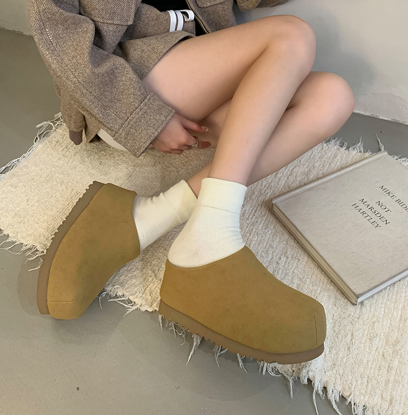 1743580333594_769880.jpg 2025 Autumn Winter Wool Birkenstock Thick Sole Height Increasing Slip On Loafers Women's Half Height Increasing Slippers