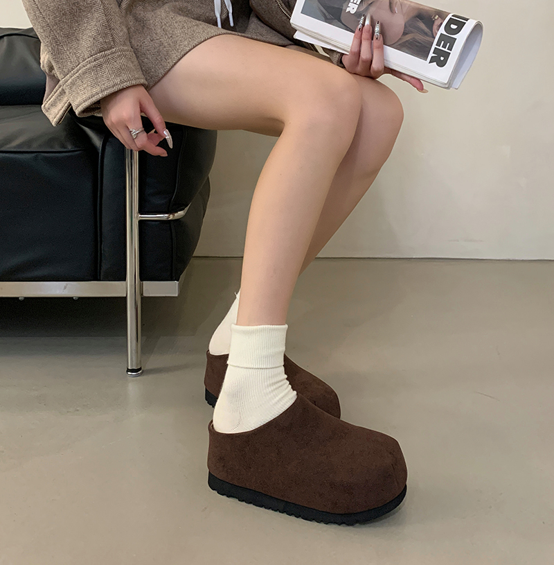 1743580333596_900948.jpg 2025 Autumn Winter Wool Birkenstock Thick Sole Height Increasing Slip On Loafers Women's Half Height Increasing Slippers