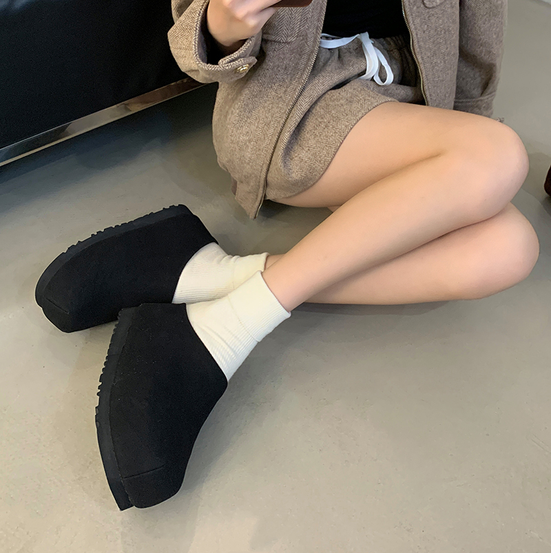1743580333598_791821.jpg 2025 Autumn Winter Wool Birkenstock Thick Sole Height Increasing Slip On Loafers Women's Half Height Increasing Slippers
