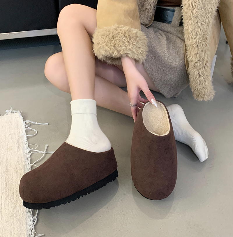 1743580519140_296321.jpg 2025 Autumn Winter Wool Birkenstock Thick Sole Slip On Loafers Women's Half Height Increasing Slippers