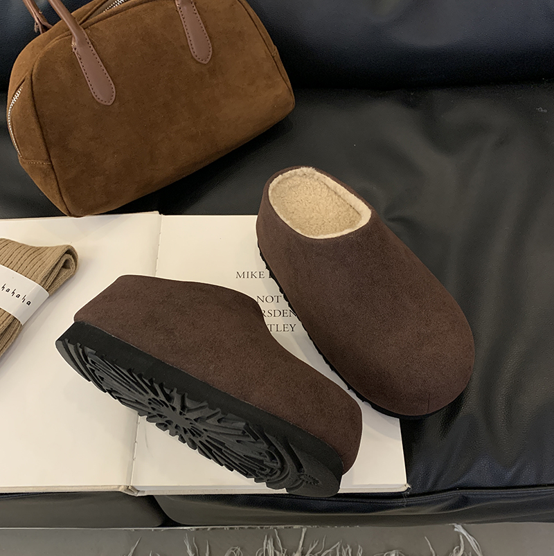 1743580519144_869781.jpg 2025 Autumn Winter Wool Birkenstock Thick Sole Slip On Loafers Women's Half Height Increasing Slippers