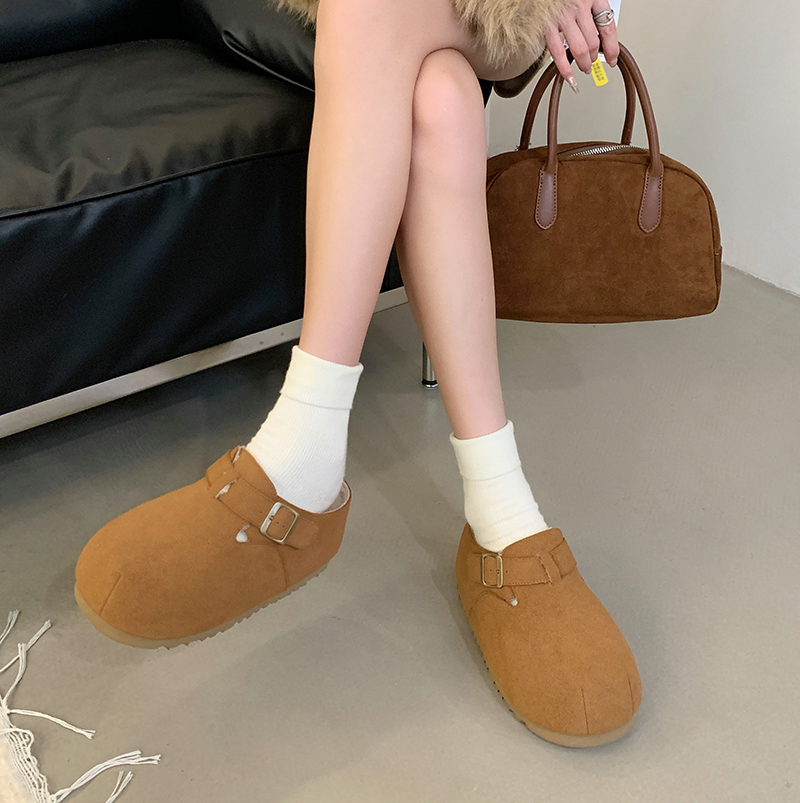 1743580856875_710222.jpg 2025 Autumn Winter Wool Buckle Slippers Thick Sole Height Increasing Slip On Lazy Shoes Closed Toe Half Height Increasing Slippers with Buckle
