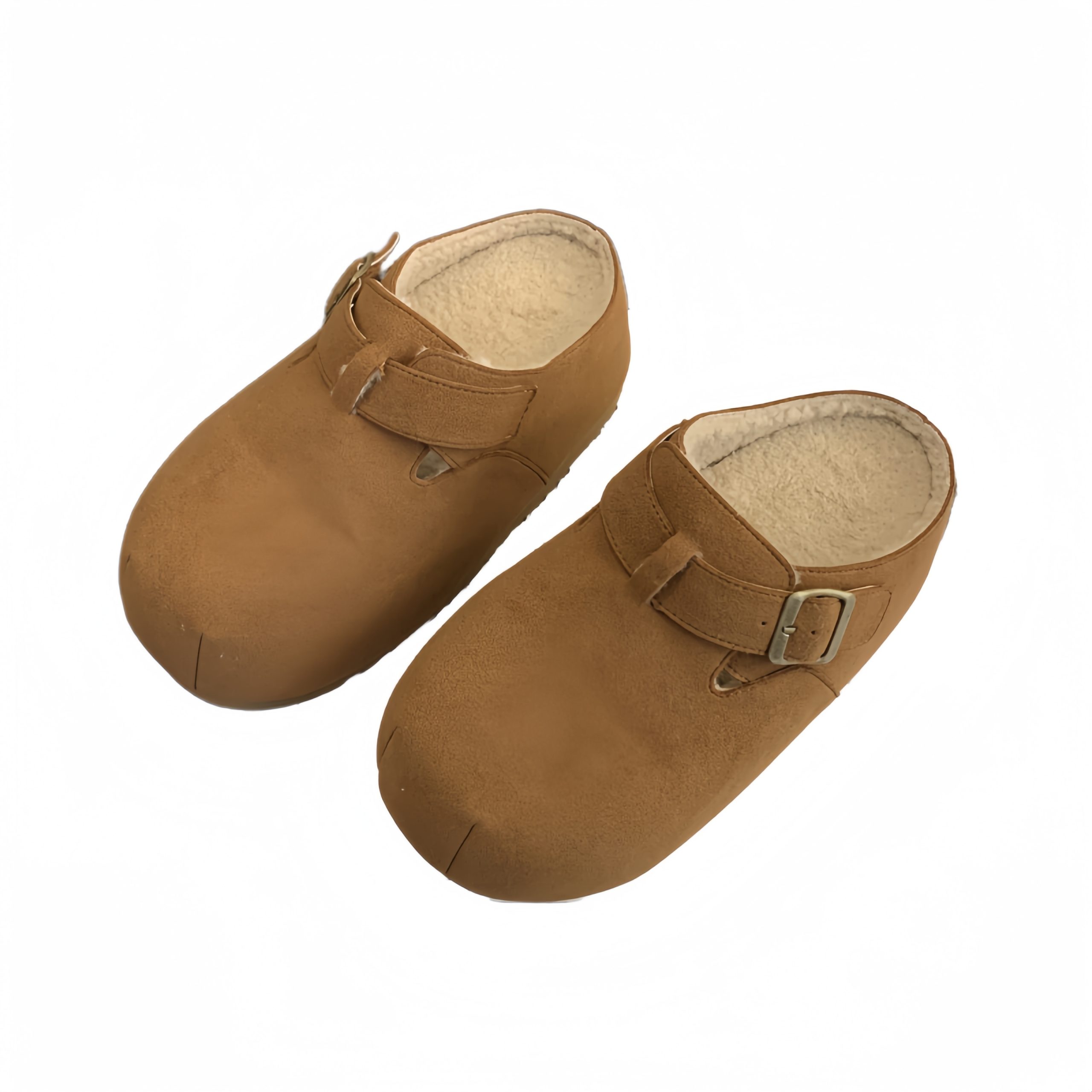 1743580864454_889804.jpg 2025 Autumn Winter Wool Buckle Slippers Thick Sole Height Increasing Slip On Lazy Shoes Closed Toe Half Height Increasing Slippers with Buckle