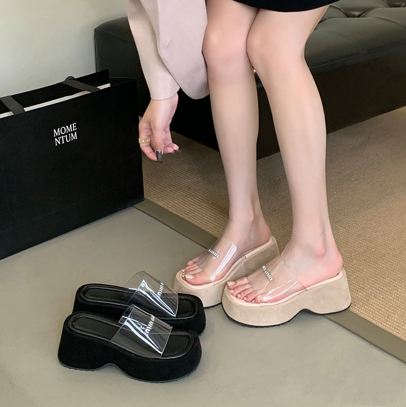 1746862731631_JXzxPH.jpg Zhuipin 2025 Summer New Transparent Height Increasing Peep Toe Waterproof Platform Nude Thick Sole