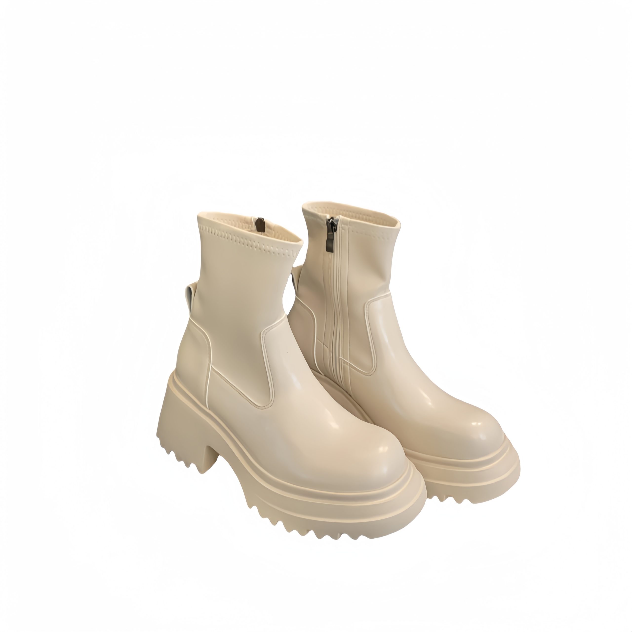 1753857395470_NcIjiq.jpg Chunky Platform Boots for Women - Round Toe Thick Sole Short Boots, PU Leather, Trendy Korean Style, 2025 Fall