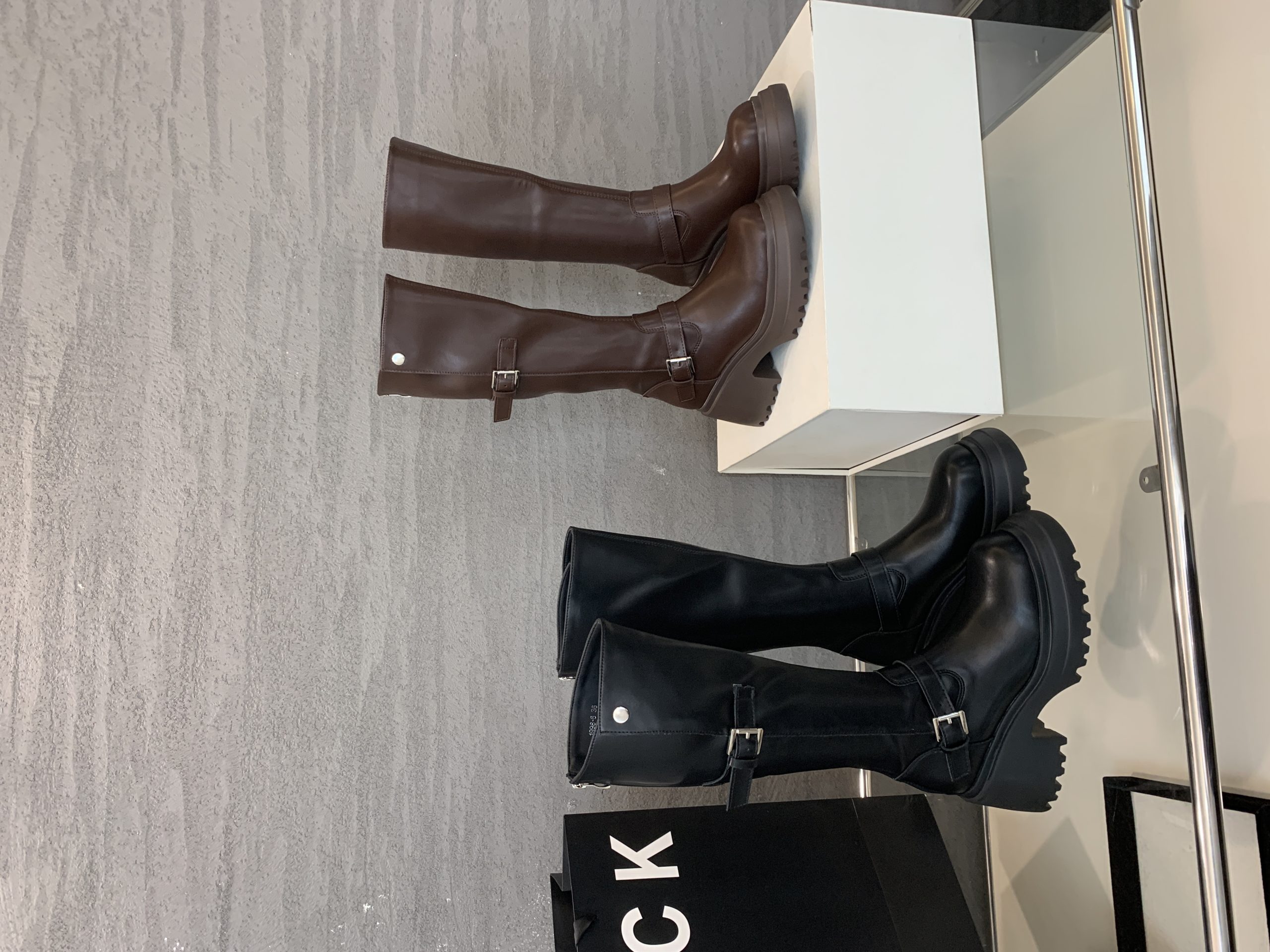 Black Chunky Sole Martin Boots Women 2025 New Style Knight Boots Short Height Increasing Boots Thick Heel High Top Boots