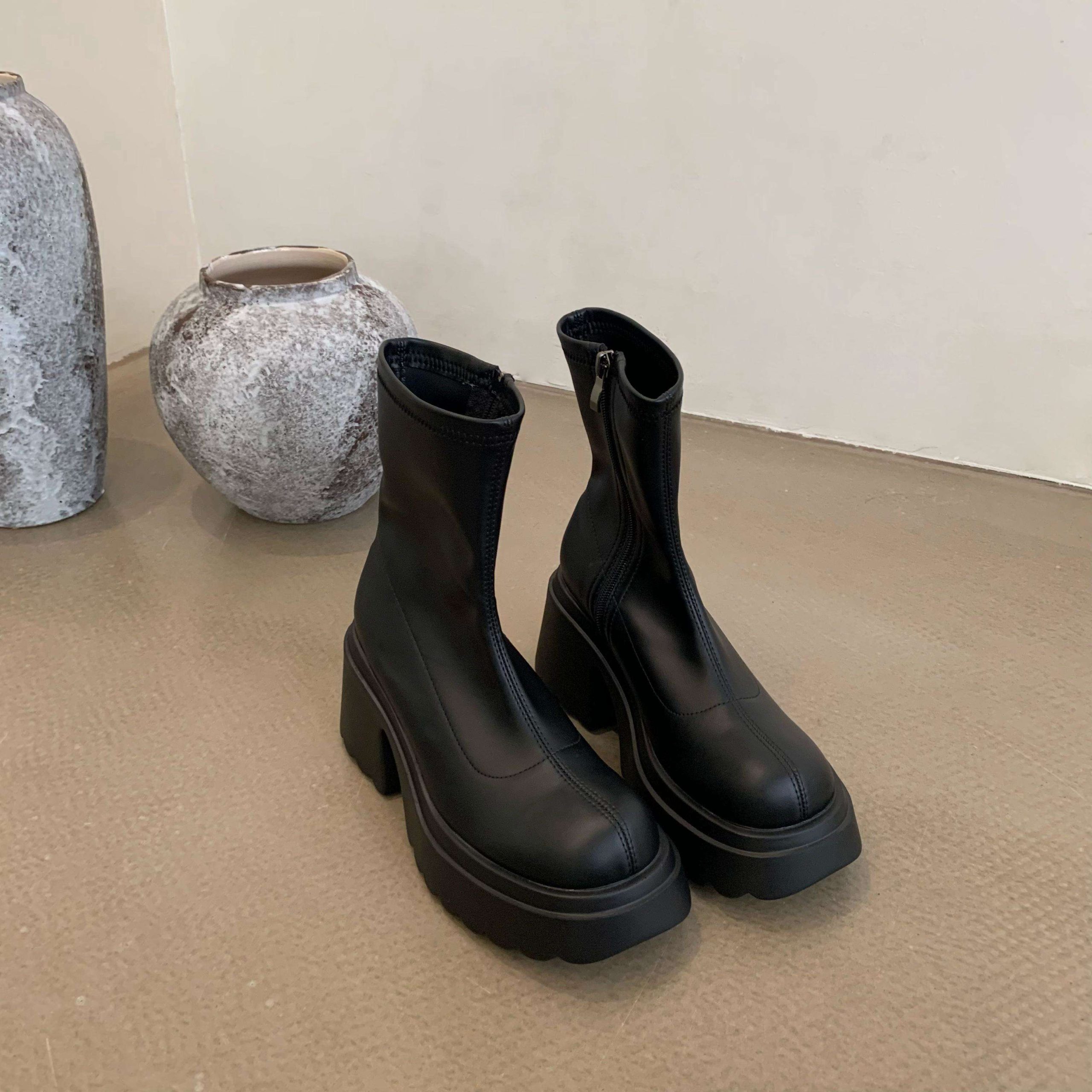 2025 New Autumn Winter Thick Sole Martin Boots Elevated Stretch