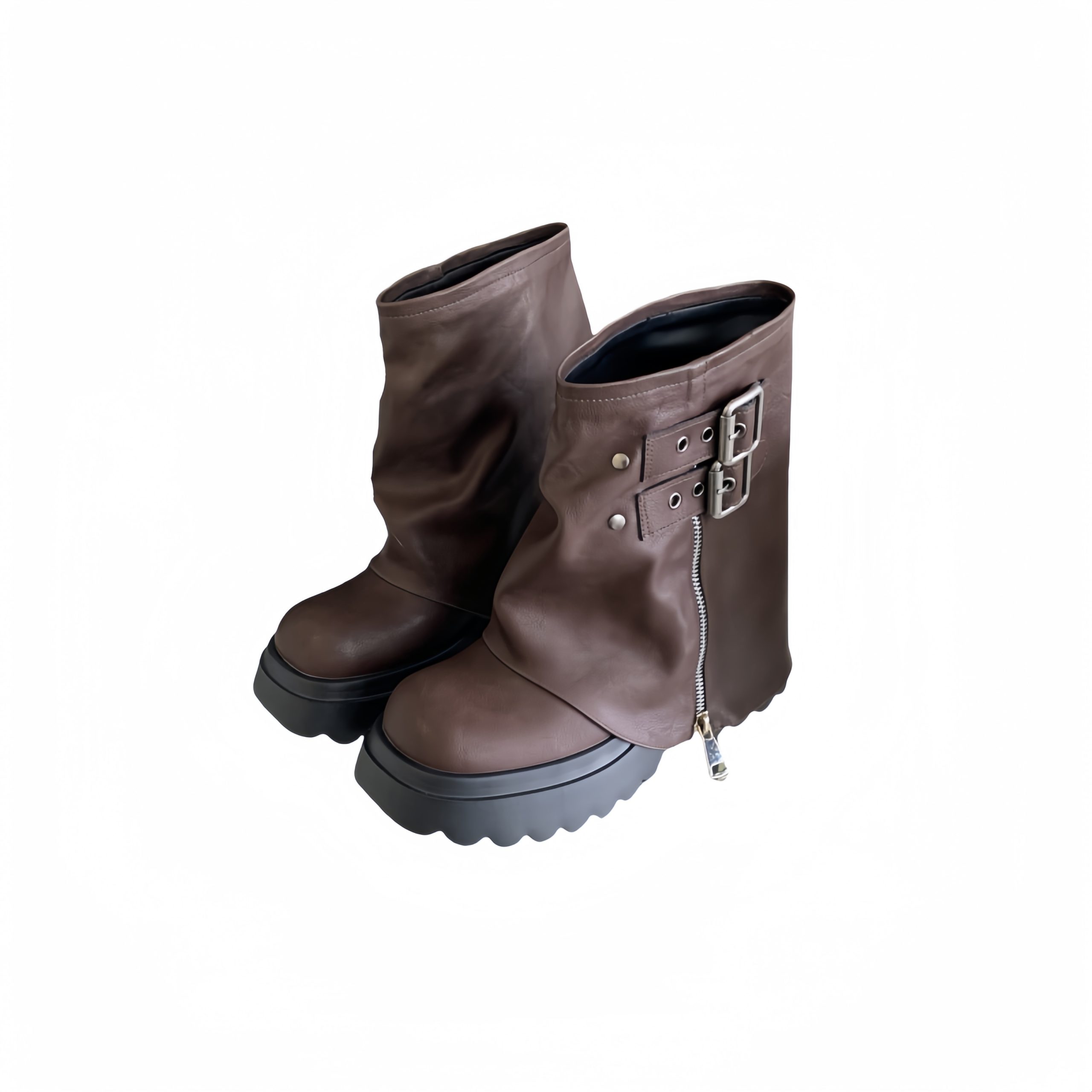 1753861466794_RSQJ32.jpg British Style Martin Boots Women 2025 New Trend Street Tube Boots Thick Sole Height Increasing Round Toe Short Boots for Petite Women