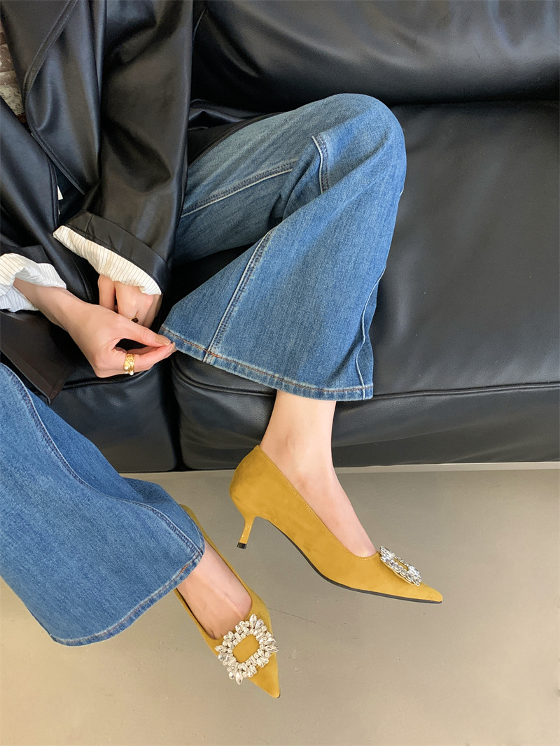 2025 Four Seasons Pointed Toe Kitten Heel Women's Shoes 35-40