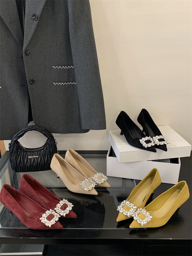 2025 Four Seasons Pointed Toe Kitten Heel Women's Shoes 35-40
