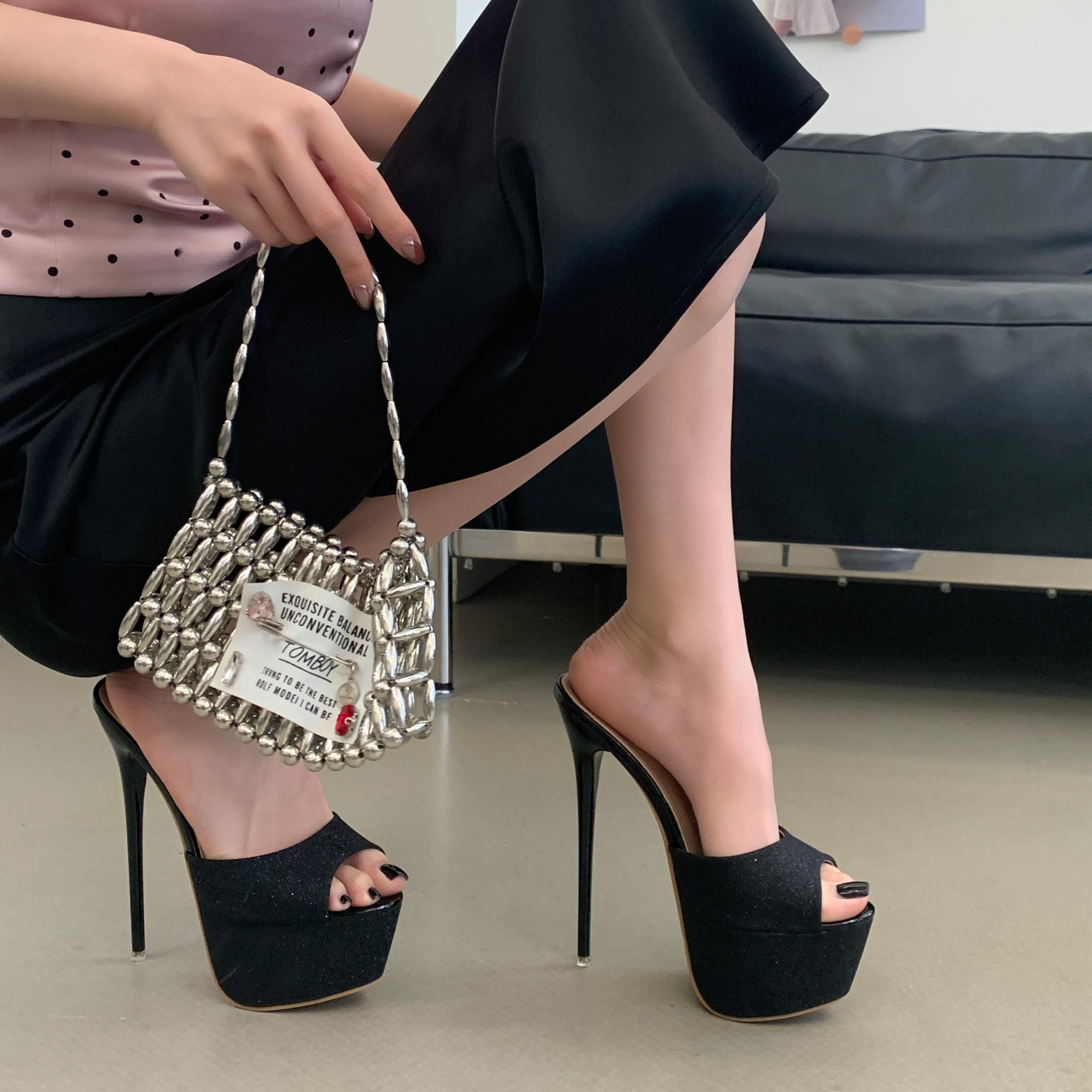 Women's 16cm Stiletto Heel Peep Toe Platform Sandals 35-46 Sizes Sexy Nightclub Shoes