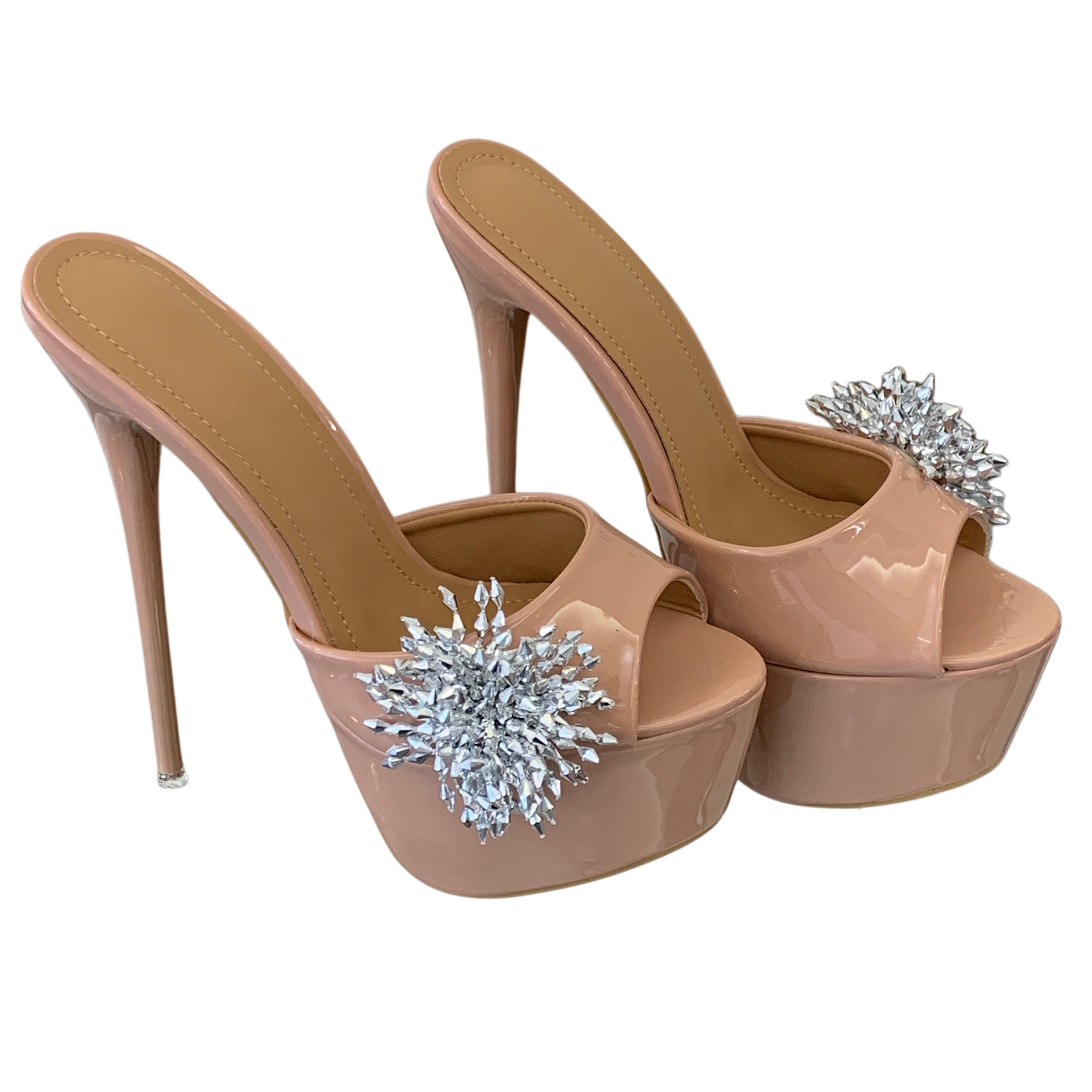 1779110751384_jFG5WB.jpg Patent Leather Flower Platform High Heel Slippers for Women Summer Open Toe Stiletto Peep Toe Heels Up to Size 46
